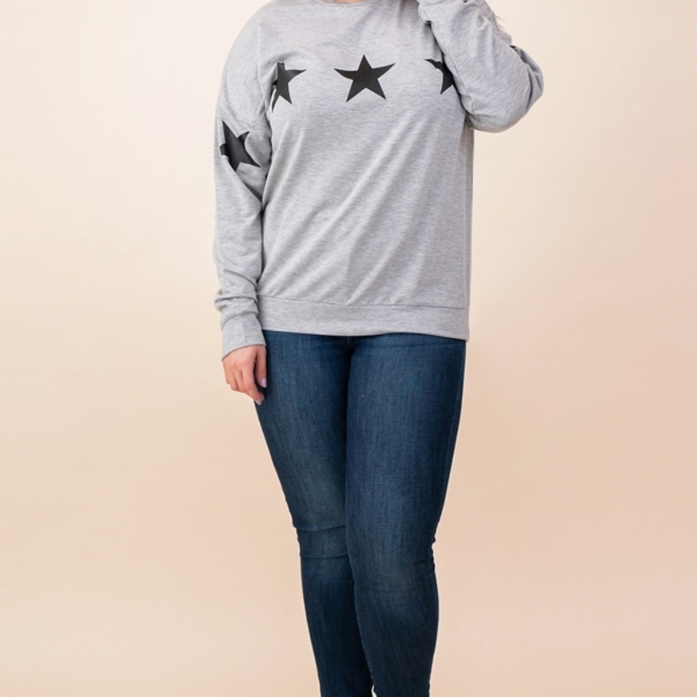 French Terry Star Pull Over Sweatshirt - Picture 4 of 8